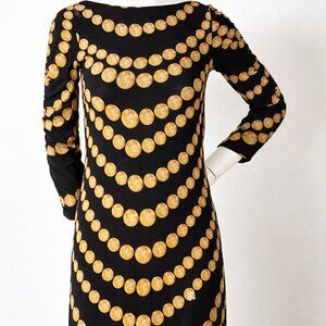Roberto Cavalli Gold Chain Print Dress Black Designer Mini S